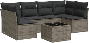 vidaXL 7 részes szürke polyrattan kerti ülőgarnitúra párnákkal