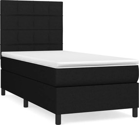 vidaXL fekete szövet rugós ágy matraccal 90x200 cm