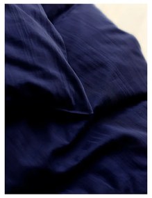 Sötétkék egyszemélyes hosszabbított damaszt ágyneműhuzat 140x220 cm Noble – Södahl