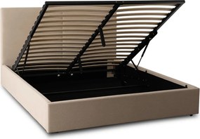 MARSYLIA 160x200-as franciaágy, bézs kordbársony, ágyneműtartóval