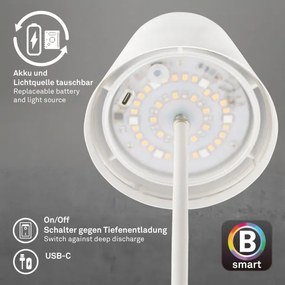 Briloner 7559016-LED RGB COLORIS asztali lámpa 3,5W/5V IP44 2000mAh Wi-Fi Tuya