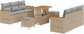 vidaXL Kerti Kanapé Szett 11 pcs Beige és Világosszürke polirattan
