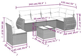 7 részes fekete polyrattan kerti ülőgarnitúra párnával