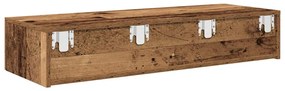 Falipolc fiókokkal régi fa 100x36x19 cm műszaki fa