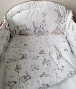 3 részes babaágynemű szett - Bagoly Berci - bébi méret , 200 cm-es rácsvédő - AZONNAL VIHETŐ