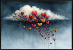 Poszter Keret Alumínium Színes Szívek Ég Eső Szerelem Love 60x40