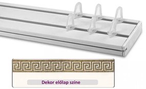 Fehér-arany görög mintás 45 mm-es előlapos kétsoros műanyag mennyezeti sínes karnis 250 cm-es szett