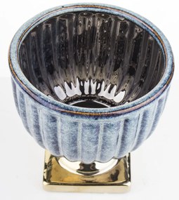 Porto design magasfényű világoskék-tengerészkék kerámia virágtartó kaspó szett 15,5x14,5x14,5cm