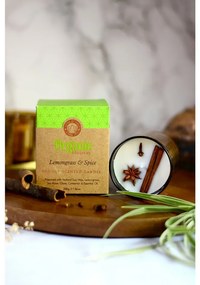 Organikus füstölő gyertya Lemongrass &amp; Spice200 g üvegben, aranyfóliával