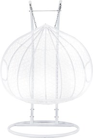 Függő dupla fotel, fehér/minta virág, DALVEA 2 NEW