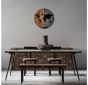 Fali dekoráció 56 cm átmérő, fa/fém térkép