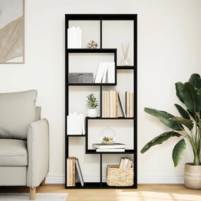 fekete szerelt fa térelválasztó könyvespolc 67 x 25 x 161,5 cm