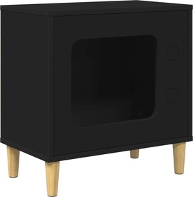 vidaXL Macska Ház Fekete 51 x 30 x 52 cm Faanyag