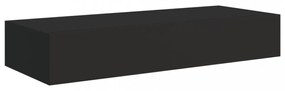 2 db fekete MDF falra szerelhető fiókos polc 60 x 23,5 x 10 cm