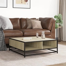 Sonoma tölgy szerelt fa és fém dohányzóasztal 80 x 80 x 30 cm