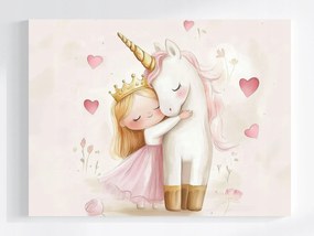 Canvas Vászonkép Mese Lány Hercegnő Unikornis 80x60