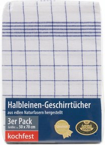 10 db-os lenvászon törlőkendő szett, 60x80cm, kék