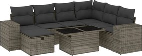 vidaXL 8 részes szürke polyrattan kerti ülőgarnitúra párnákkal