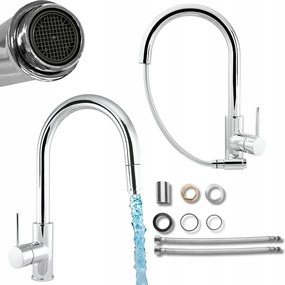 Konyhai Csaptelep Króm Mosogatóhoz Kihúzható Kifolyócsővel Marcella