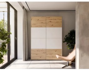 KARO gardróbszekrény 150x210 cm fehér/artisan tölgy