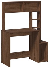 barna tölgy szerelt fa íróasztal polcokkal 100x45x140 cm