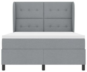 Boxspring Ágy Mattal - Világosszürke, 140x200 cm, Szövet