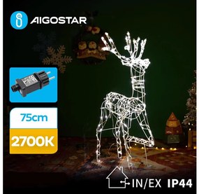 Aigostar B.V. Aigostar - LED Karácsonyi kültéri dekoráció LED/3,6W/31/230V 2700K 75 cm IP44 rénszarvas AI0479