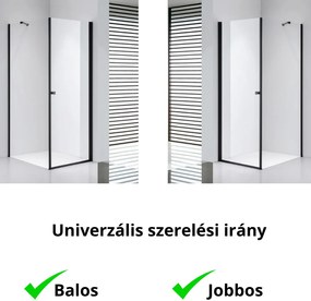 Stuxi Bari Black 80x100 aszimmetrikus nyílóajtós zuhanykabin 6 mm vízlepergető biztonsági üveggel, matt fekete