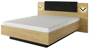 Franciaágy 160 cm Versaccio (tárolóhellyel) (világítással) (matrac és ágyrács nélkül) (scandi tölgy  + fekete). Akció -17%. 1071403