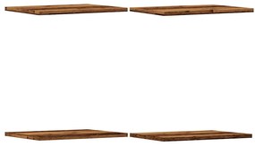 4 db antik fa színű szerelt fa könyvespolc 40 x 30 x 1,5 cm