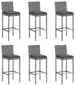 vidaXL 7 részes szürke polyrattan kerti bárszett párnákkal