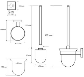 Sapho, X-SQUARE WC fali kefe, króm, XQ301