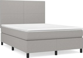 vidaXL világosszürke szövet rugós ágy matraccal 140 x 190 cm
