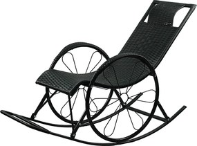 Hintaszék, rattan/fém, fekete, ROKIN