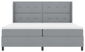 Boxspring Ágy Matraccal és LED Fény Szürke 200x200 cm Szövet
