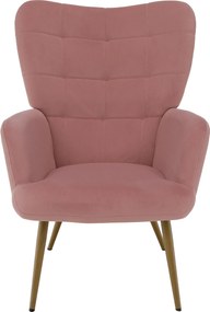 Fotel lábtartóval, rózsaszín Velvet szövet/tölgy, HABEN