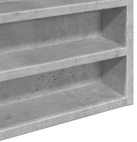 betonszürke szerelt fa vitrinszekrény 80 x 8,5 x 58 cm