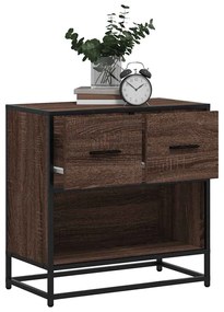 Barna tölgy színű szerelt fa és fém éjjeliszekrény 60x31x60 cm