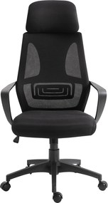 Vinsetto Irodai Szék Állítható Háttámlával, Karfával, Fejtámlával, Kerekekkel és Ringató Funkcióval, Maximális Terhelhetőség: 120 kg, 64x55x116-126 cm