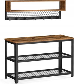 Cipősszekrény szett ülőfelülettel és akasztóval, kétrétegű loft polccal