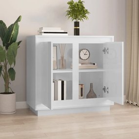 magasfényű fehér szerelt fa tálalószekrény 80 x 34 x 75 cm