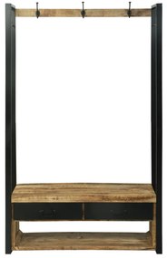 Ruhatartó horoggal és polcokkal 110x40x185 cm Tömör durva mangófából
