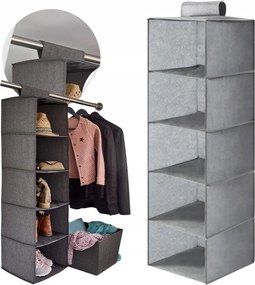 Akasztós Rendező Szekrényhez 5 Polcos Akasztós Könyvespolc rendszerező szürke