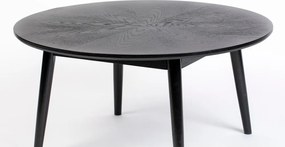 Fekete kerek dohányzóasztal tölgyfa dekorral ø 80 cm Fabio – White Label