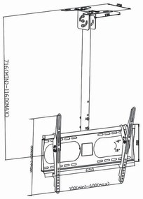 Nedis TVCM1350BK - Mennyezeti TV tartó 42-65”