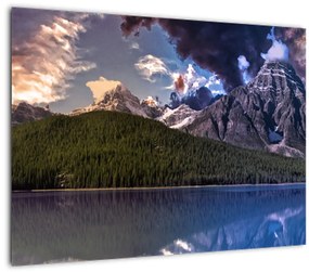 A tó és a hegyek képe (üvegen) (70x50 cm)