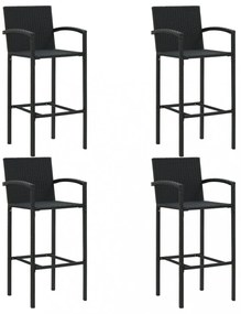 vidaXL 5 részes fekete polyrattan kerti bárszett