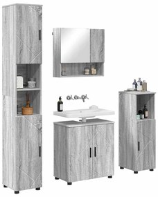 Fürdőszoba bútor szett 4 pcs Szürke sonoma 61 x 35 x 64 cm