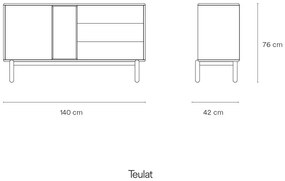 Sötétszürke alacsony komód 137x76 cm Corvo - Teulat