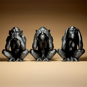 Három Okos Majom Geometriai Figurák Szobrocskák Dekoráció 3D nyomtatás 10cm